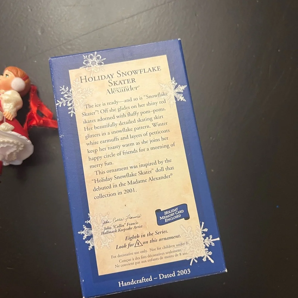 Hallmark Ornament Christmas Madame Alexander Holiday Snowflake Skater‎ 2003